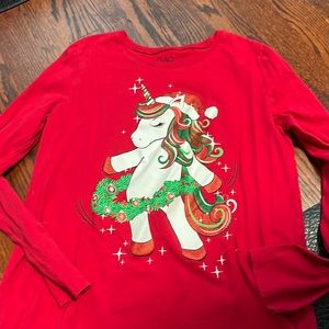 - Holiday Tee - Glitter Unicorn 🦄 Long sleeve T-Shirt 🎄 🎅🏻